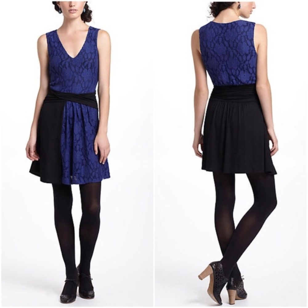 Anthropologie Colorblock Lace Mini Dress Org 118